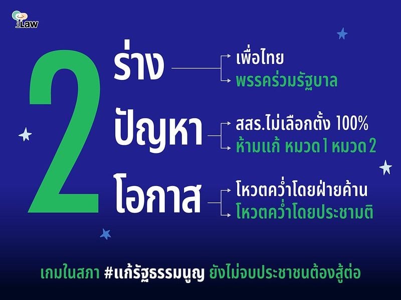 2 ร่าง 2 ปัญหา 2 โอกาส: เกมในสภา #แก้รัฐธรรมนูญ ยังไม่จบ ประชาชนต้องสู้ต่อ