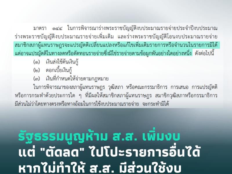 ตามทันประเด็นร้อนผ่านข้อกฎหมาย ทำความเข้าใจ มาตรา 144 และปัญหาของ “งบกลาง”