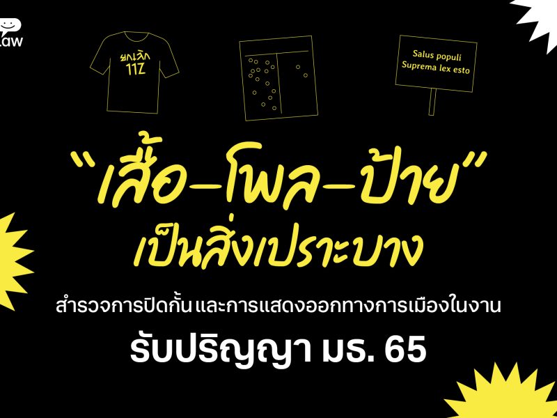 “เสื้อ-โพล-ป้าย” เป็นสิ่งเปราะบาง:  สำรวจการปิดกั้นและการแสดงออกทางการเมือง ในงานรับปริญญา มธ. 65