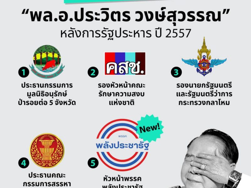 5 ตำแหน่งสำคัญของ “พล.อ.ประวิตร วงษ์สุวรรณ” หลังการรัฐประหาร ปี 2557